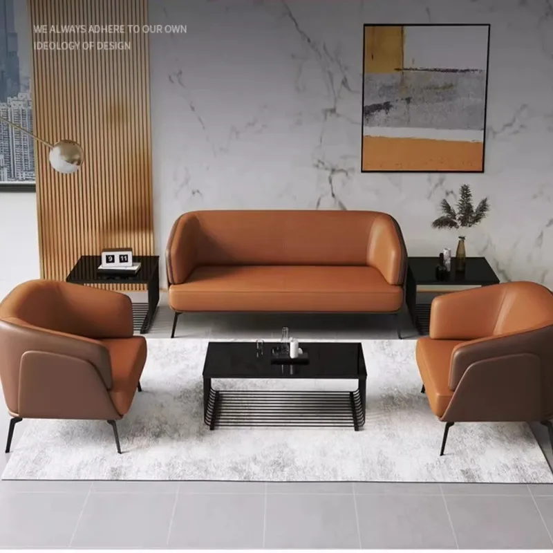 Wholesales Modern Leather Office Reception Sofa Set Upgraded Sofa Tea Table Combination with Coffee Table