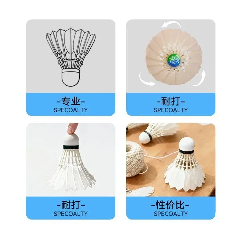 24pcs S500 Real Feather Badminton Shuttlecocks 12Pcs/Tube Durable High Cost‑Performance Shuttle Cock for Training Practice Game