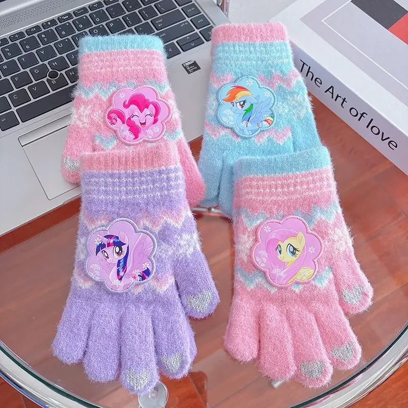 New kawaii My Little Pony cartoon innovative cute cold-proof winter finger gloves plush warm favorite children's Christmas gift