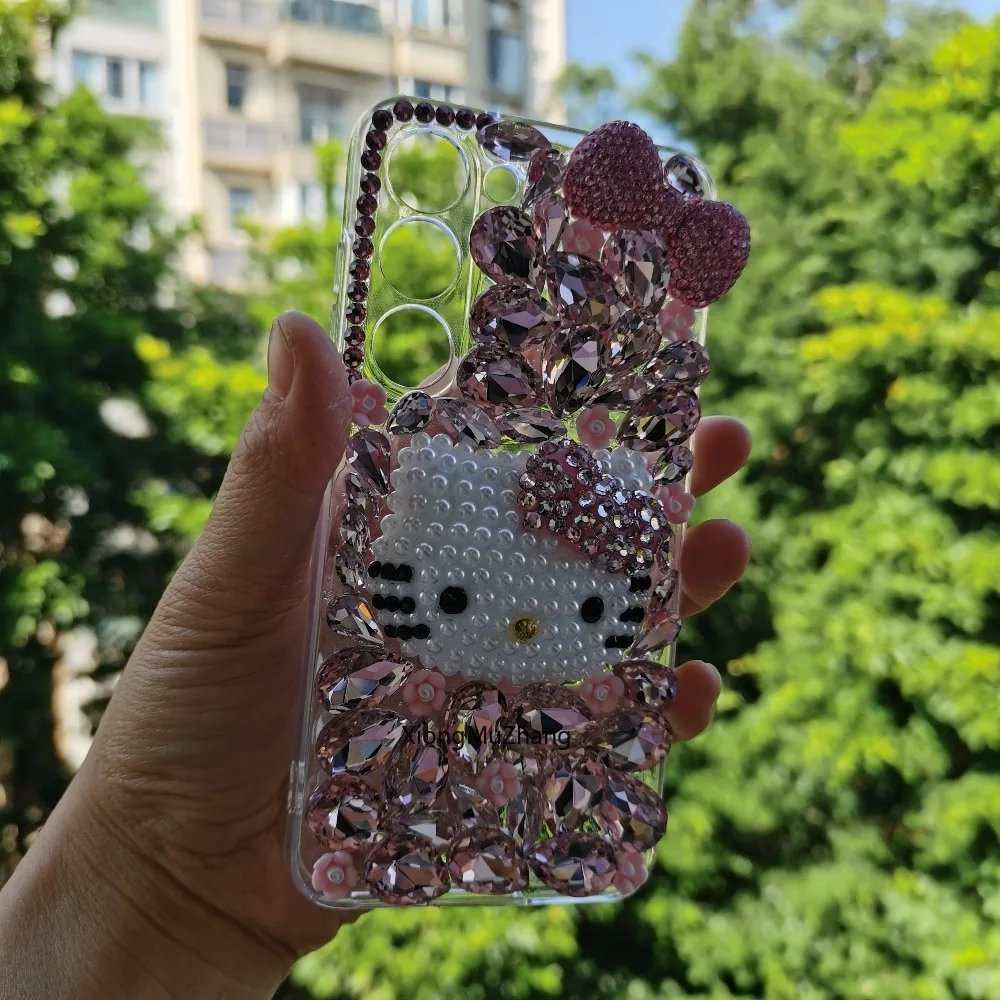 Hello Kitty Strass-Hülle für Samsung S25 S6 Ultra S24 Ultra S23 S22 Plus S21 FE S20 S10 Note 20 10 Hülle Diamant-Handycover – Detail 4