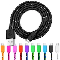 Roukyrss 1M 2M 3M Heavyduty Nylon Braided Micro USB V8 TypeC 8 Pin for IP X 11 12 XS Charger Charging Lead Data Sync Phone Cable