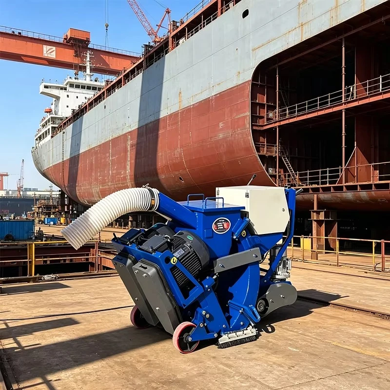 Heavy Duty Hand Push Portable Shot Blasting Machine 850mm Industrial Surface Rust Cleaning Tool For Marine Ship Deck Prep Tool