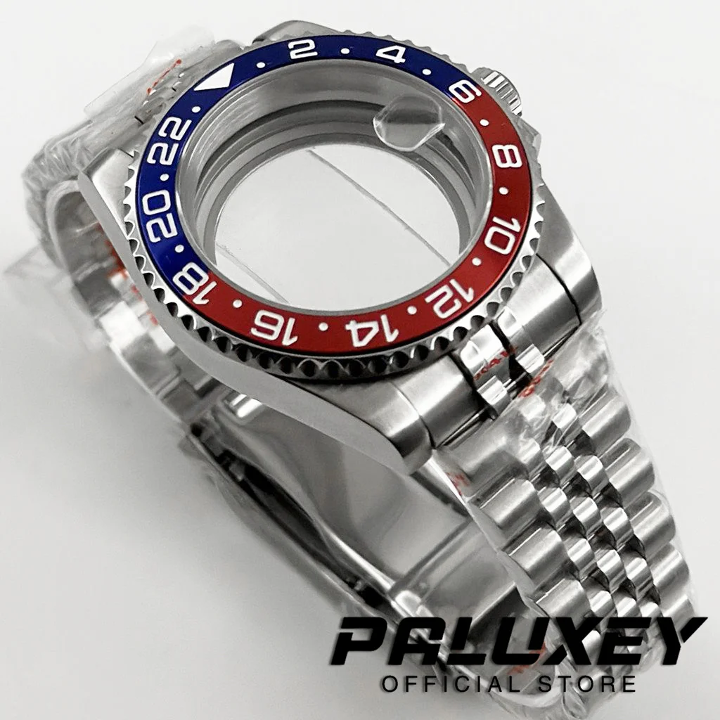 NH35 40 مللي متر غواص مقاوم للماء GMT فحم الكوك الحافة ل NH34 NH35 NH36 NH38 ETA2824 حركة الياقوت ساعة زجاجية حافظة الإنزلاق قفل المشبك