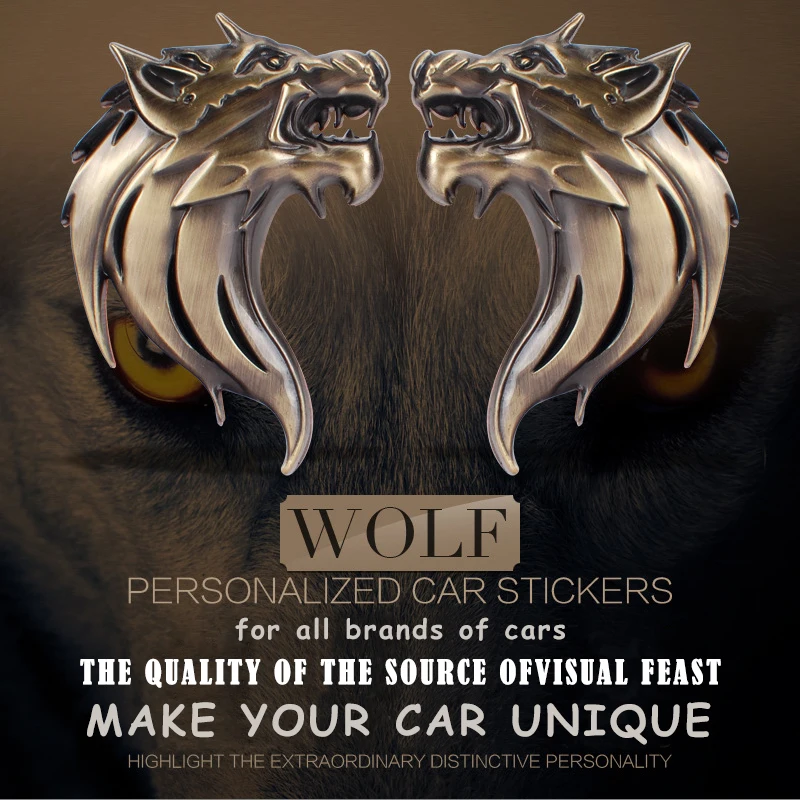 3D Car Metal Wolf Sticker Modification Decorative Sticker Personality Car Sticker