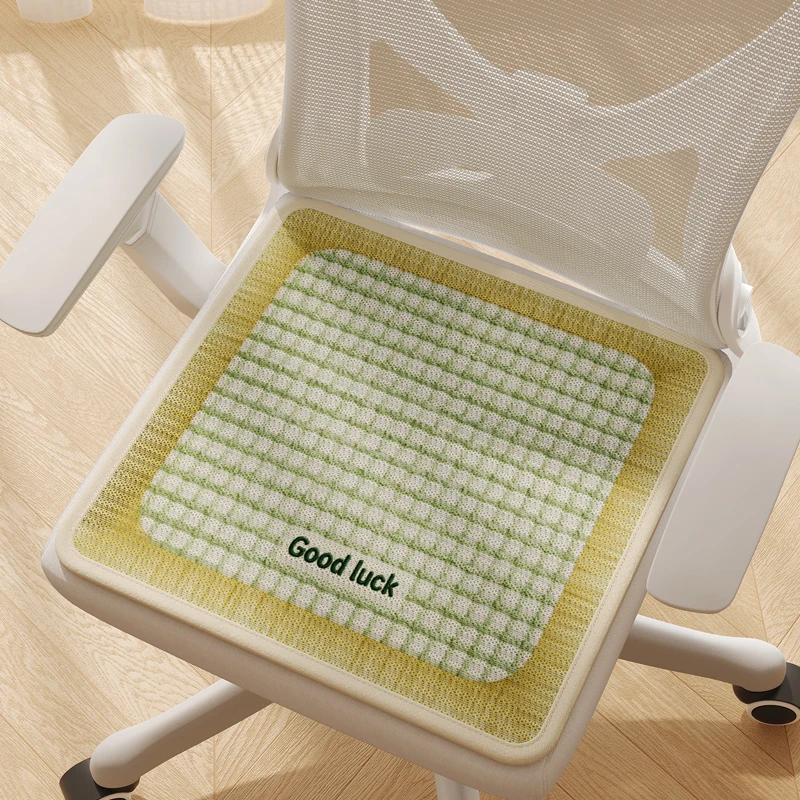 Ice Silk Chair Pad Cream Style Office Chair Cushion Student Dormitory Chair Pad Anti-Slip Summer Cool Pad Square Shape Home D...