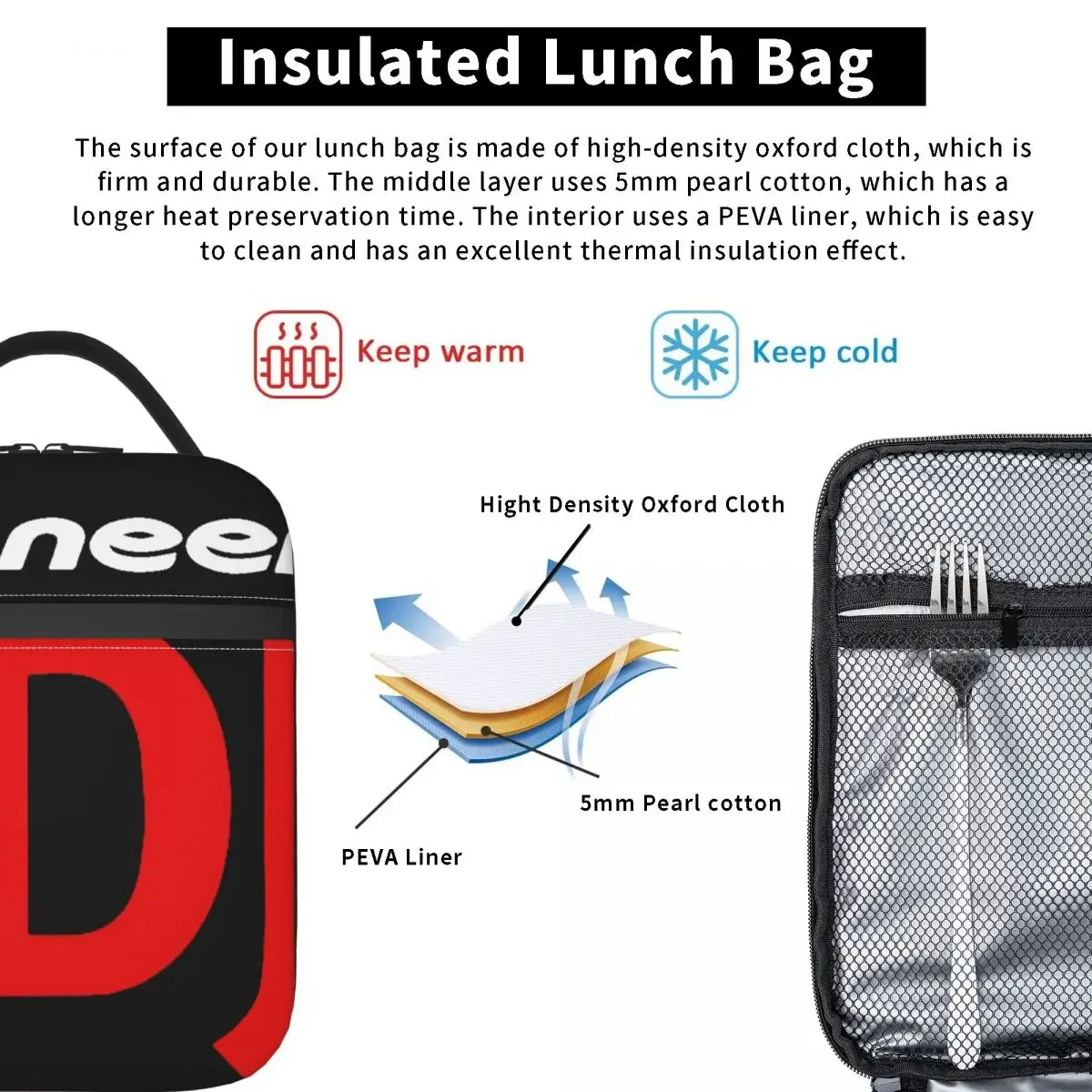 Insulated Lunch Bag PIONEER PRO DJ Lunch Box Tote Food Handbag