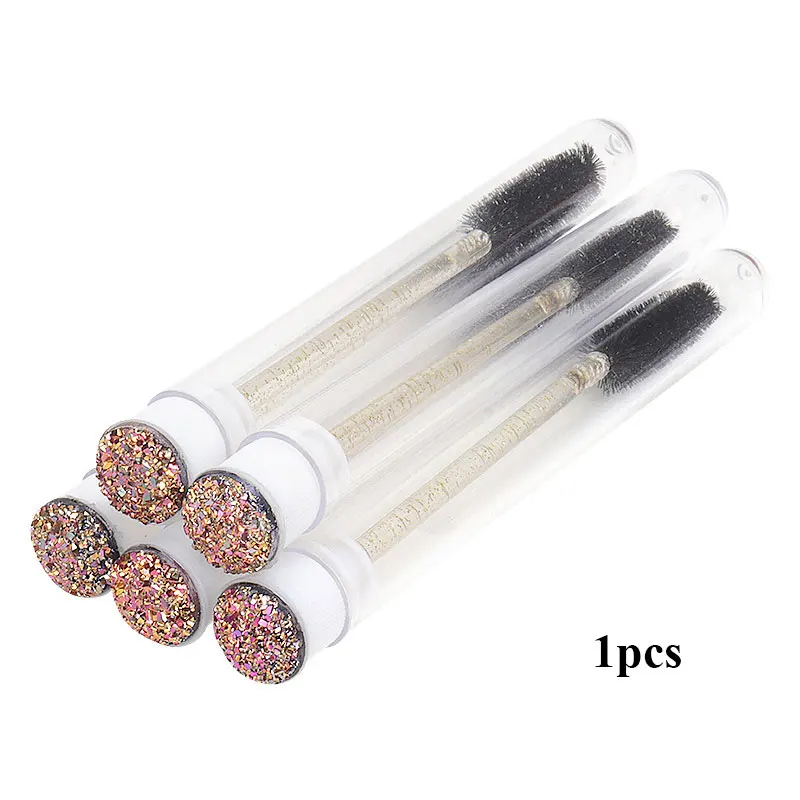 1pcs Colorful Eyelashes Brushes Diamond Tube Crystal Handle Mascara Reusable Brush For False Lashes Extension Women Makeup