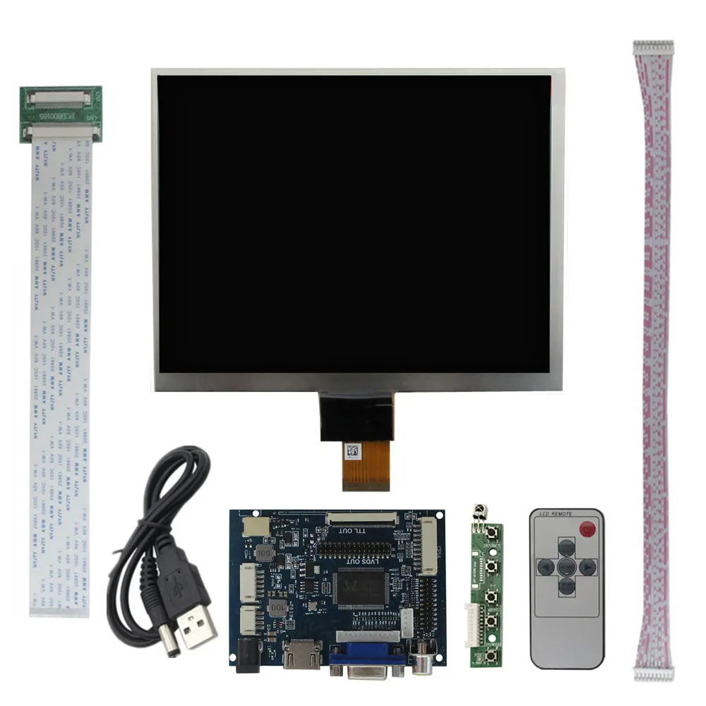 

8 Inch 4:3 IPS LCD Display Screen Monitor Remote Driver Control Board 2AV HDMI-Compatible VGA For Raspberry Pi Orange Pi PC