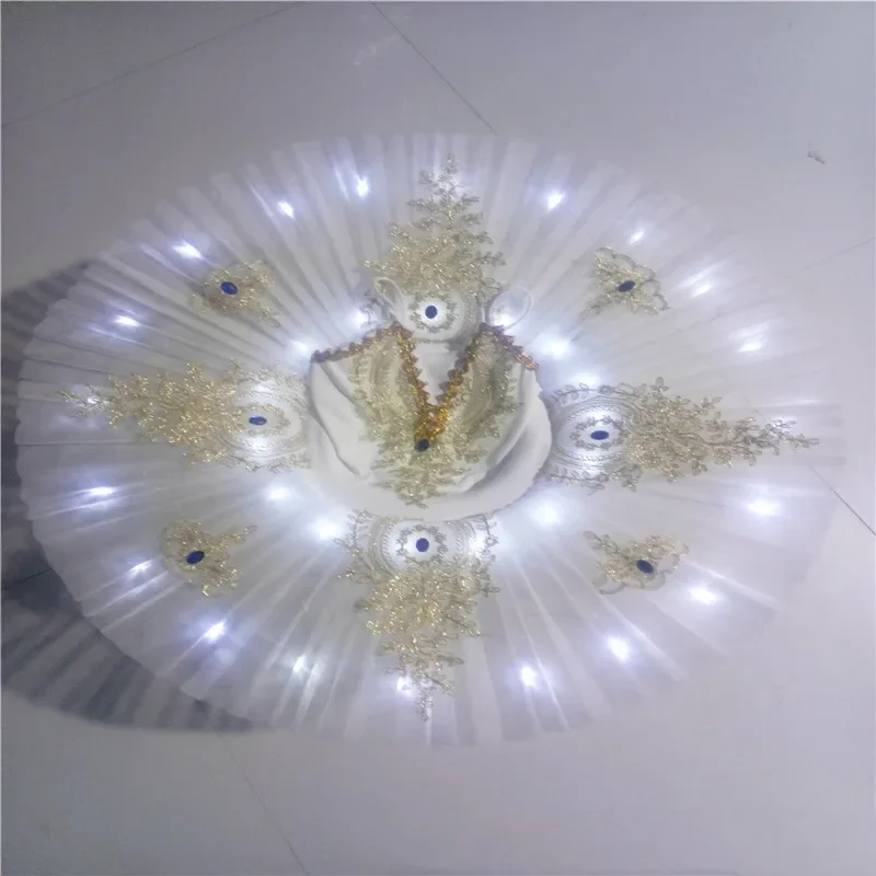 Falda de tutú de Ballet profesional para niñas y adultos, Vestido de bailarina, disfraz de baile Led, tutú de panqueque, Vestido de cisne blanco
