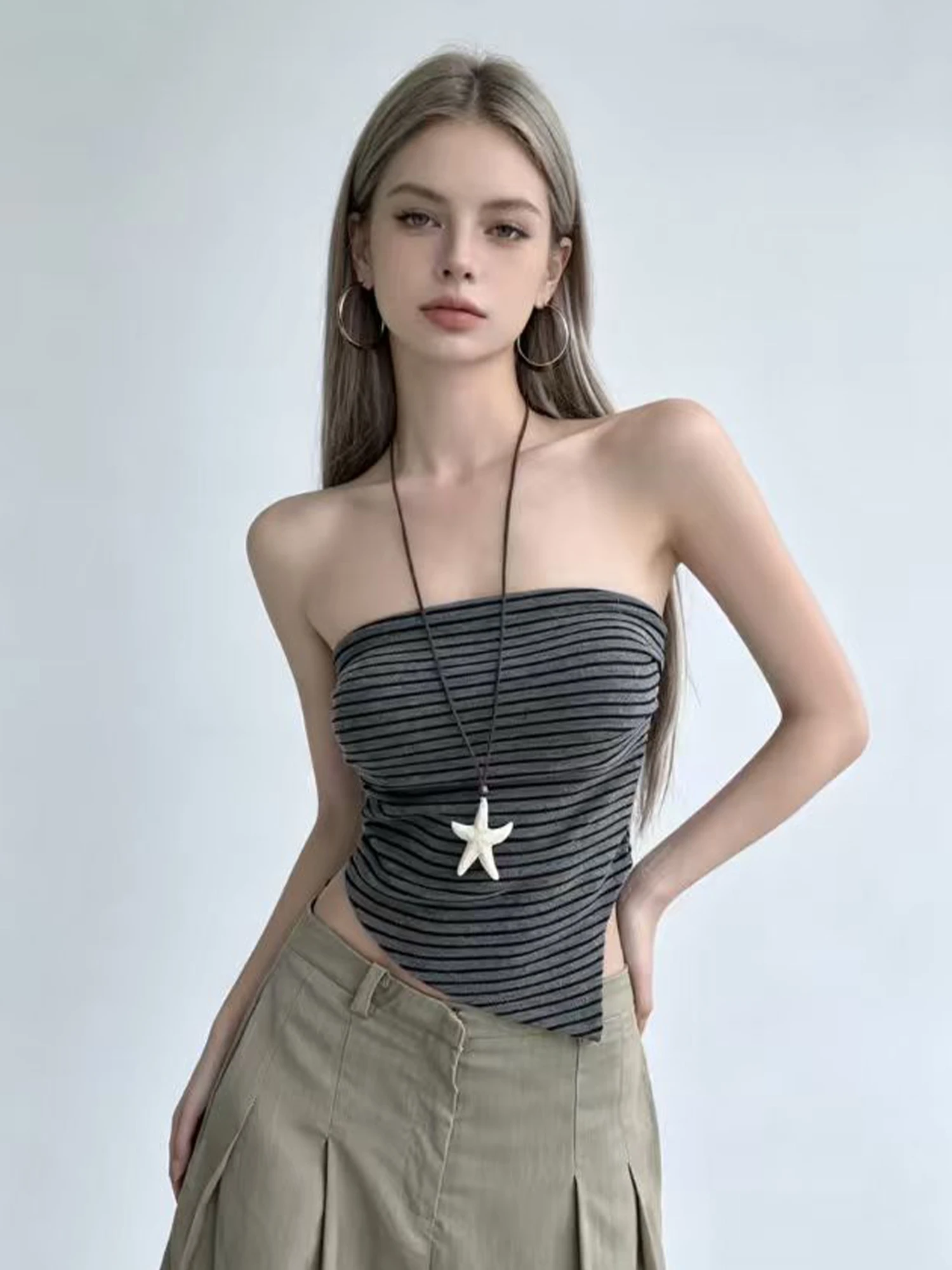 Women Pink Camisole Y2K Gyaru Bandeau Top Vacation Style Vintage Elegant Off Shoulder Sleeveless Cami Tank Top for Women Summer