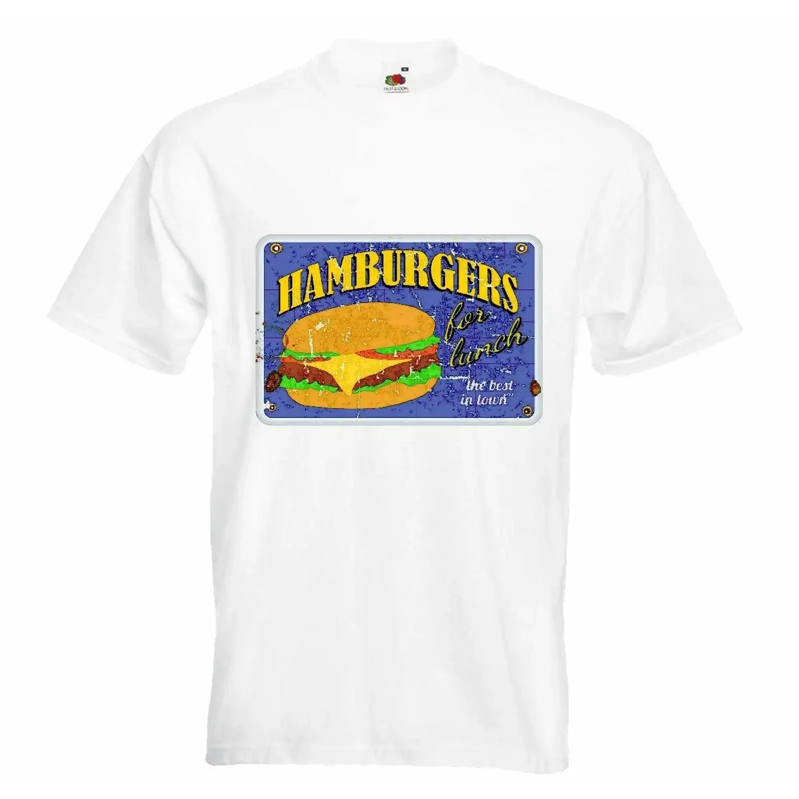 T Shirt DINER HAMBURGER ROUTE 66 KAFFEE CHEESEBURGER FAST FOOD DIÄT ABNEHMEN USA vintage Washed Casual Top For Everyday Wear
