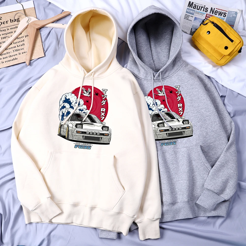 

Japanese Car Waves Crane Red Sun Print Man Hoody Oversize Warm Sweatershirt Warm Casual Pullover Casual Oversize Male Clothes