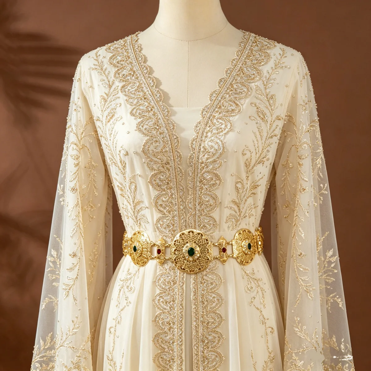 Luxury Gold-Plated Bride Waist Belt Carved Hollow Arabic Wedding Women's Waist Seal Festival Gift