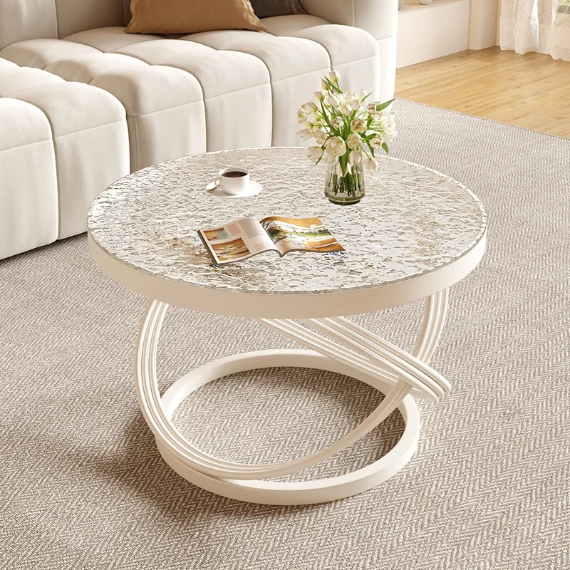 

Living Room Glass Coffee Table Decor Aesthetic Entryways Side Table Nordic Modern Creamy White Mesa De Centro Sala Furniture