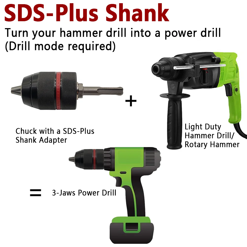 Keyless Drill Chuck Quick Change Conversion Adapter 1/2 3/8 Unf Mount 2~13mm 0.8~10mm Self-Tighten Screwdriver Drill Bits Chucks