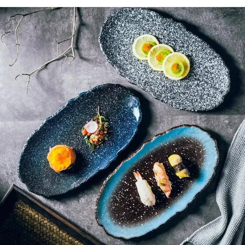 

Oval Ceramic Diner Platesquare Plates Set Steak Plate Household Tableware Kitchen Supplies Restaurant Service