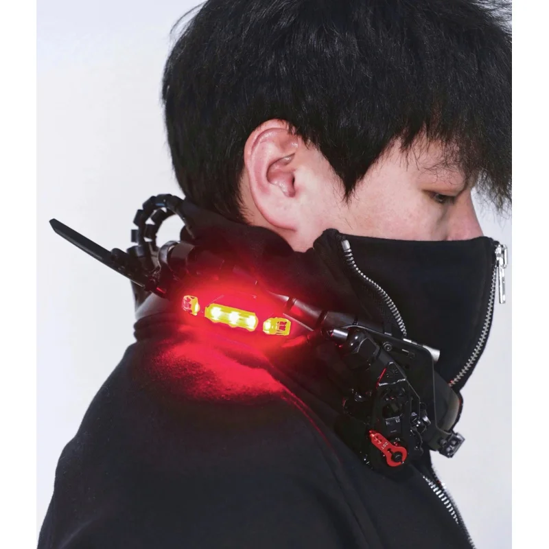 Rauchen macht elektronische Punk Kragen Cosplay Cyberpunk Requisiten Maske Flügel Ring Halloween Geschenk Halskette LED Licht