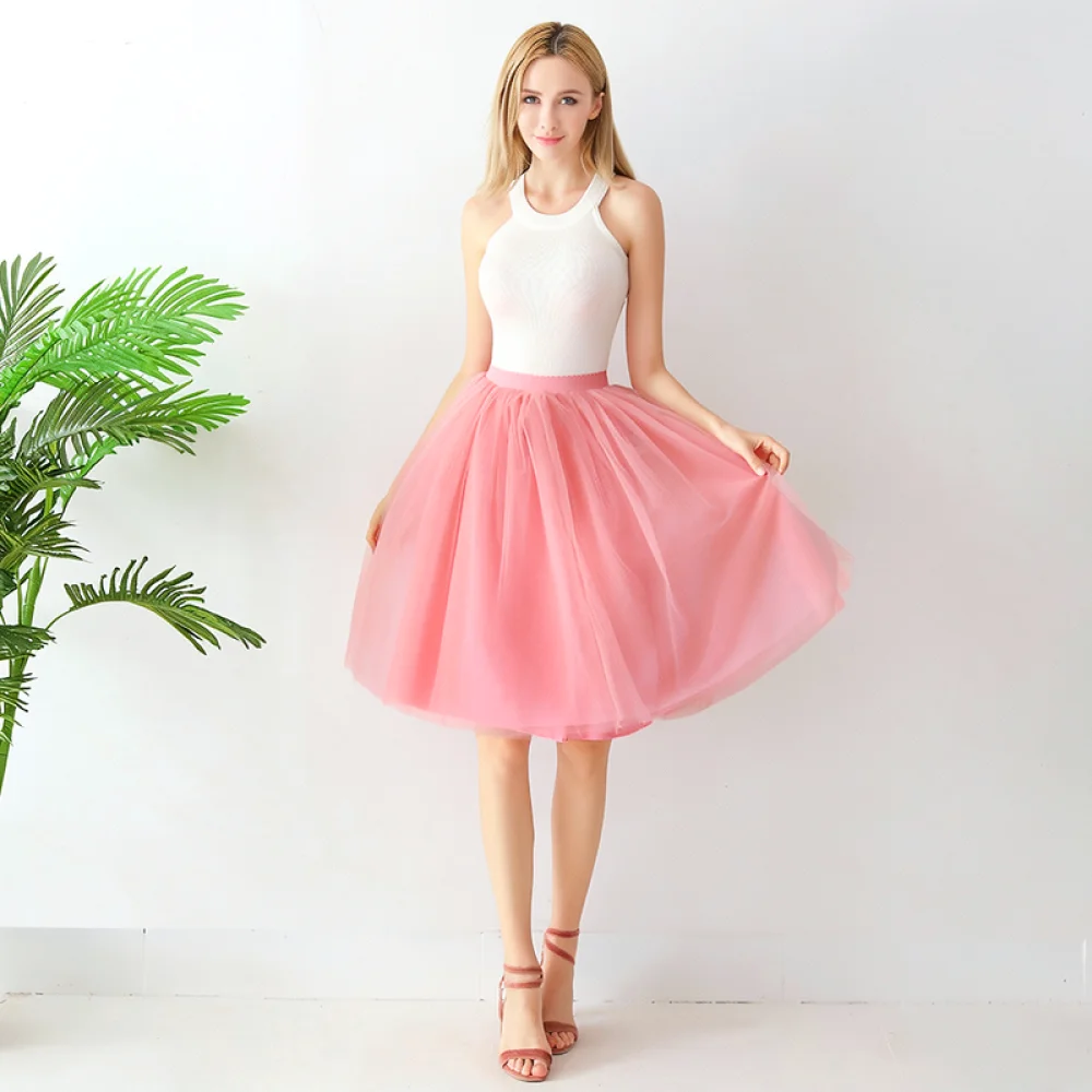 High Waist Tulle Mini Skirt Women Fluffy Tutu Skirt Layered Mesh Pleated Skirt Casual Sweet Streetwear Summer Fashion Clothing
