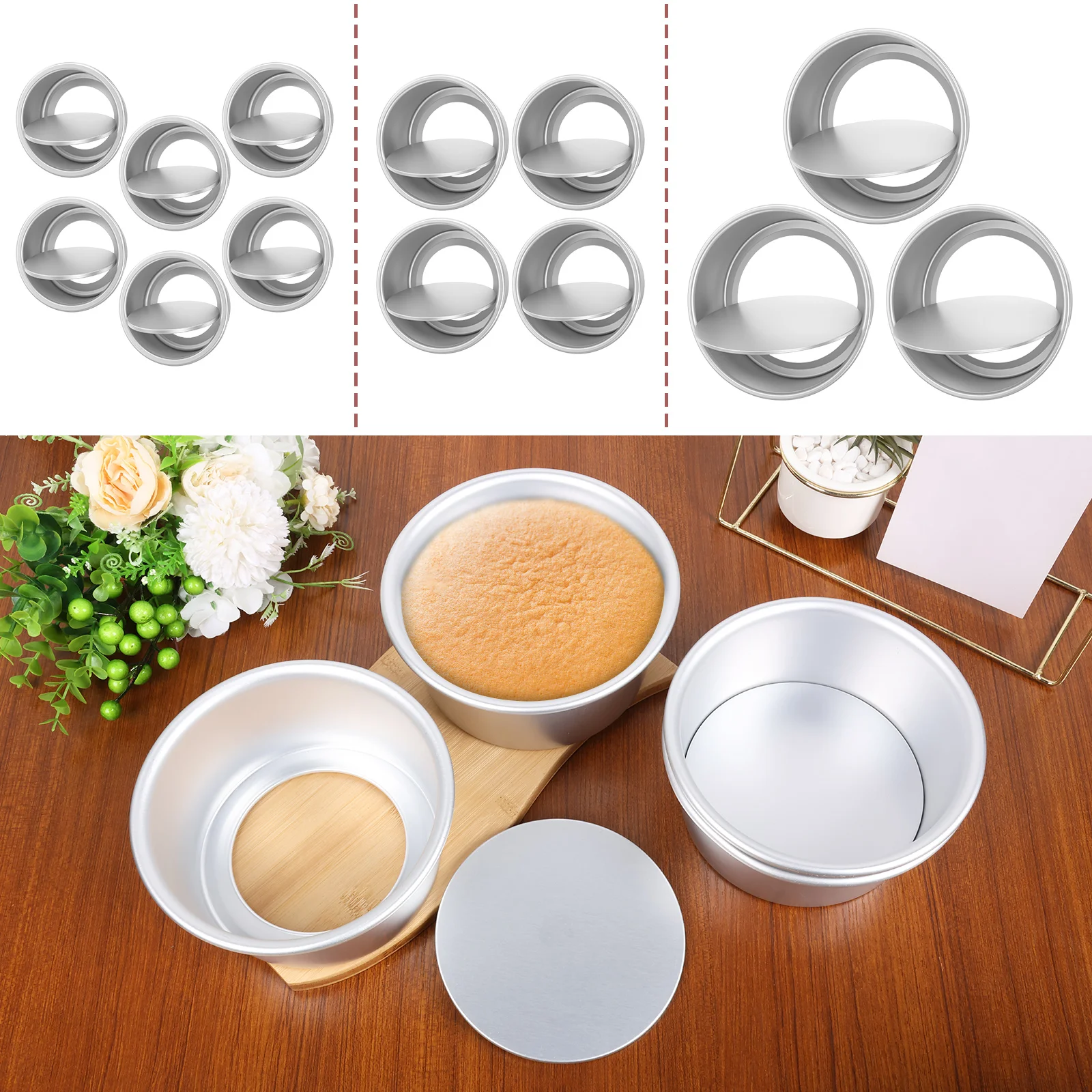 

Aluminum alloy cake mold circular empty base cake pot easy to release cake mold suitable for home cooking and birthday parties