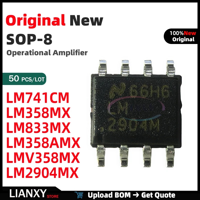 50pcs SOIC-8 LM741CM LM358MX LM833MX LM358AMX LMV358MX LM2904MX TI Op-amp LM741 LM358 LM833 LM358A LMV358 LM2904 New Original