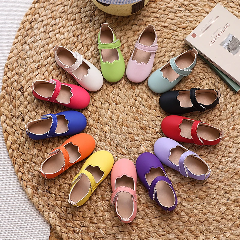 

Новые детские туфли Мэри Джейн 2026 года с фестончатым краем, нескользящие, на мягкой подошве, для девочек, для малышей, в стиле принцессы