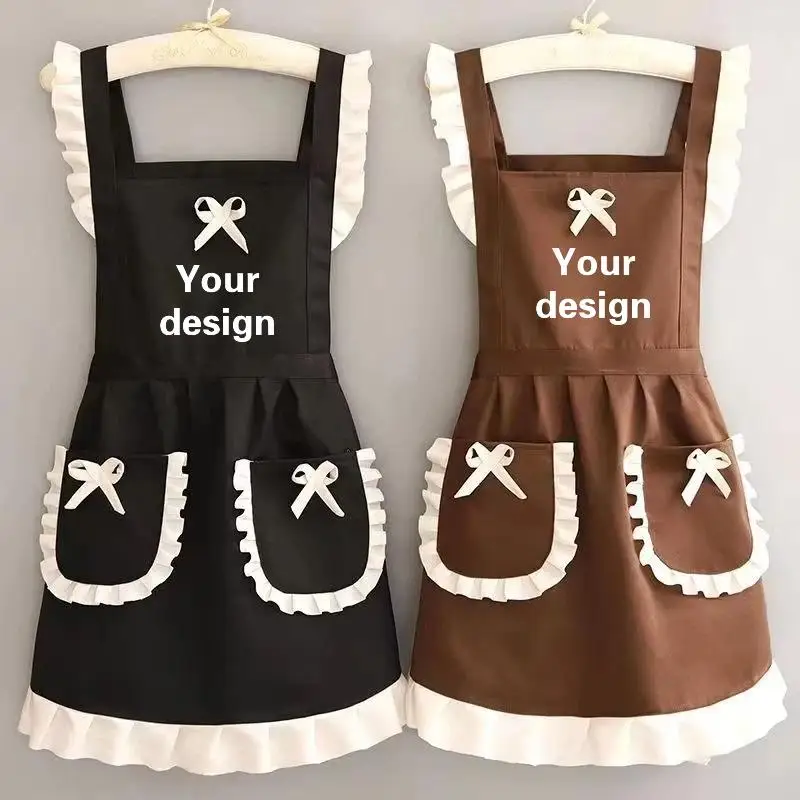 Women’s Japanese Aprons Printed With Logo Personalized Design Restaurant Kitchen Cake Shop Cute Catering Service Reception Apron
