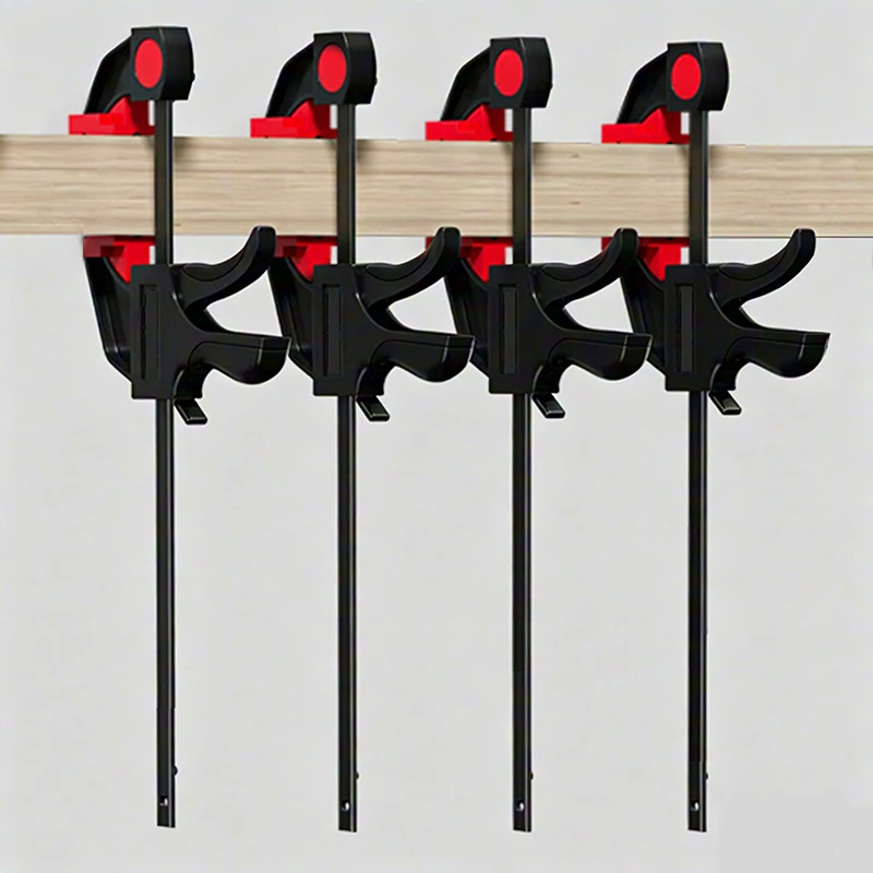 4-Pack Bar Clamps for Woodworking 12-inch Clamp/Spreader Quick Release One-Handed Wood Clamps Set F Clamp for working Carpenter