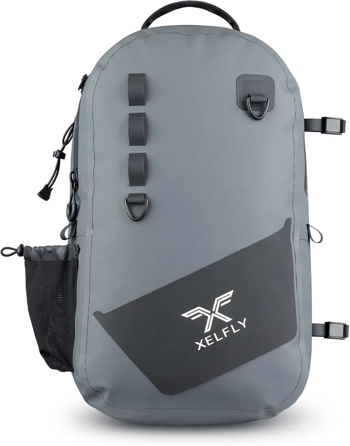 

Waterproof Fishing Backpack with Rod Holder, Inflatable Air Valve, Padded Straps - Submersible Zipper, Durable Handle (Gray)