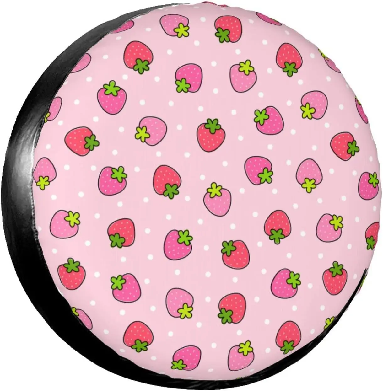 Strawberry Pink Spare Tire Cover Wheel Protectors Dust-Proof Wheel Tire Cover Fit Trailer Rv Sand Summer Camping Many Vehicle