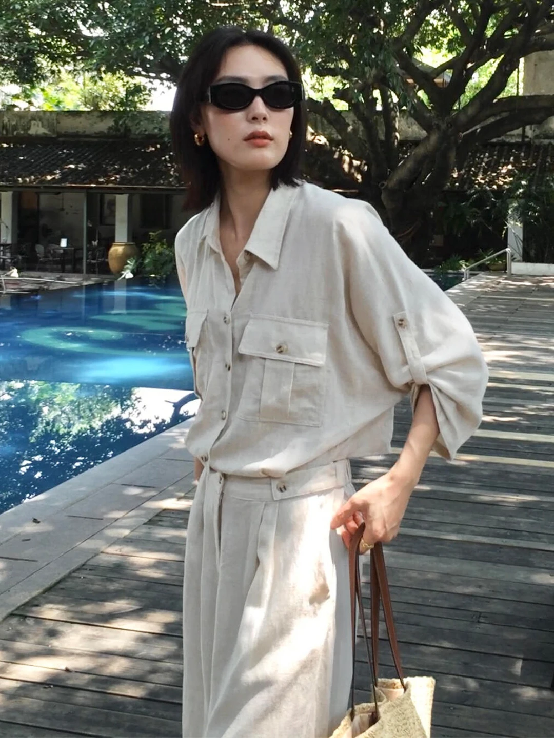 

High-End Linen Jumpsuit Women's Faion Commute Slimming Versatile Lightweight Cotton-Linen One-Piece Suit Autumn New Arrival