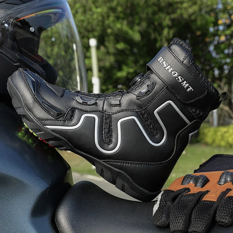 Motorcycle boots four season new high-top breathable comfort cross-country anti-fall train competition cycling protective boots