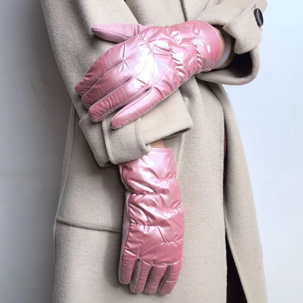 Waterproof Suede Down Cloth Driving Gloves Warm Soft Winter Cycling Gloves Vintage Thicken Touch Screen Gloves Outdoor Sports