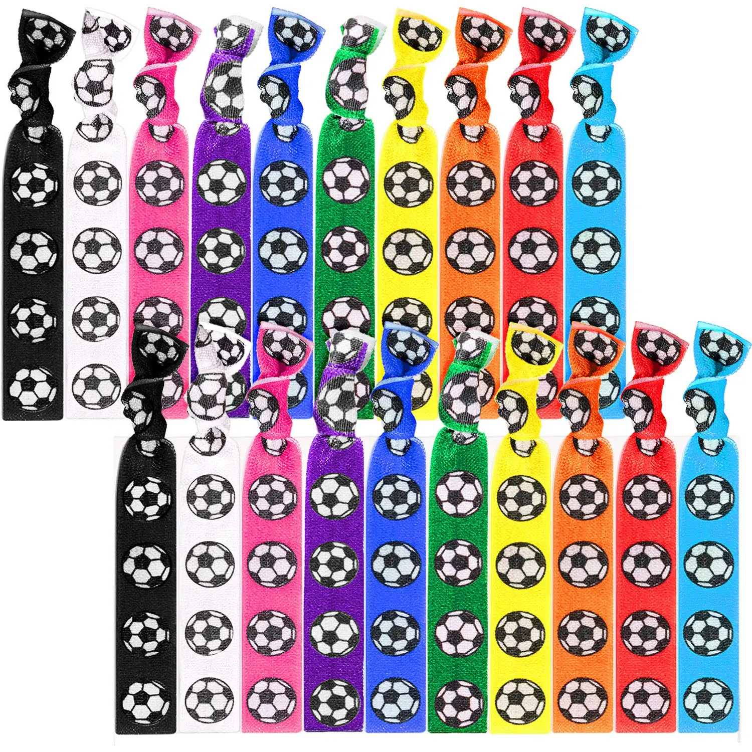 

20Pcs No Crease Soccer Hair Ties Football Hair Bands Ponytail Holders