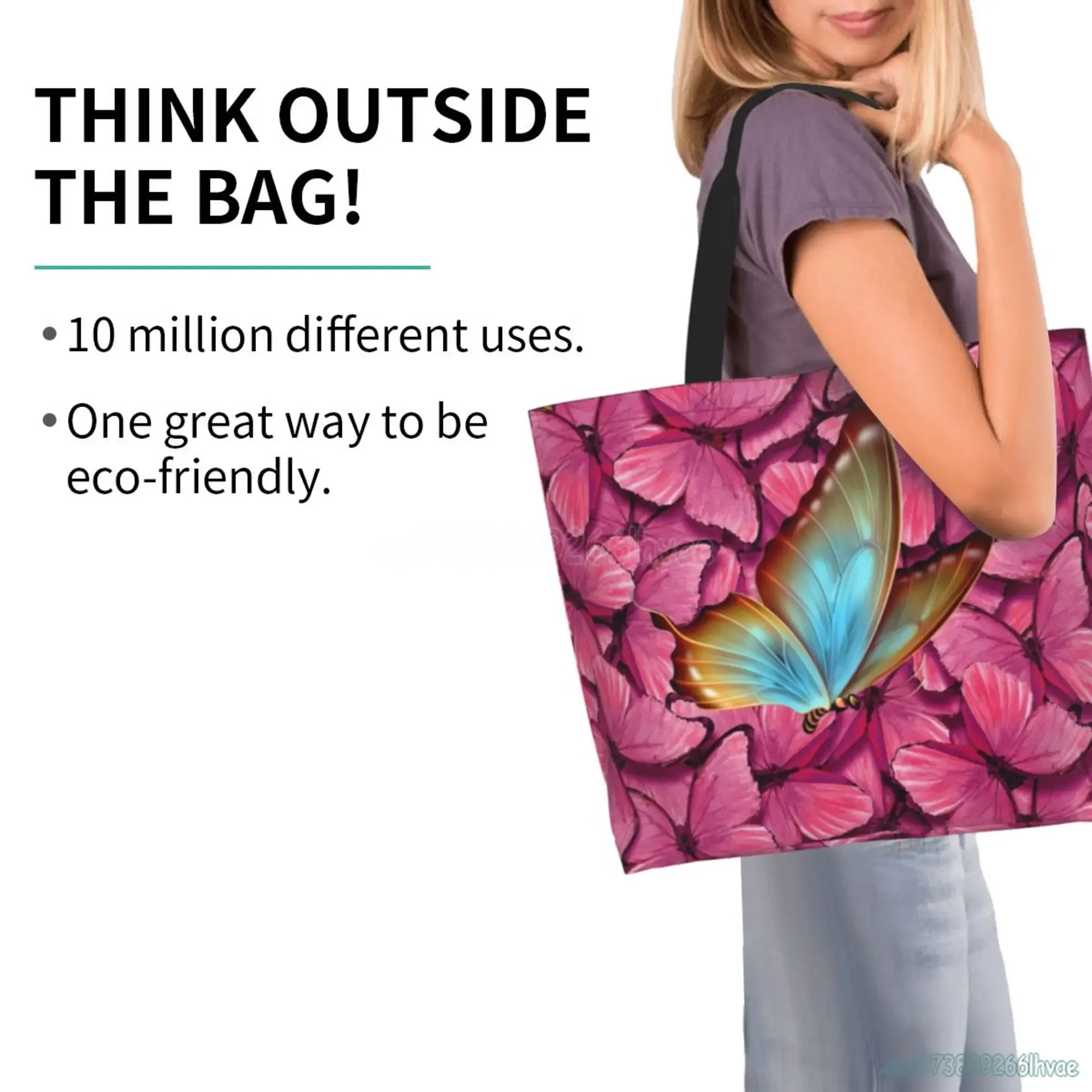 حقيبة كتف على شكل فراشات ملونة، حقائب حمل محمولة، حقائب تسوق بقالة ذات سعة كبيرة، حقيبة خفيفة الوزن وقابلة لإعادة الاستخدام وقابلة للطي