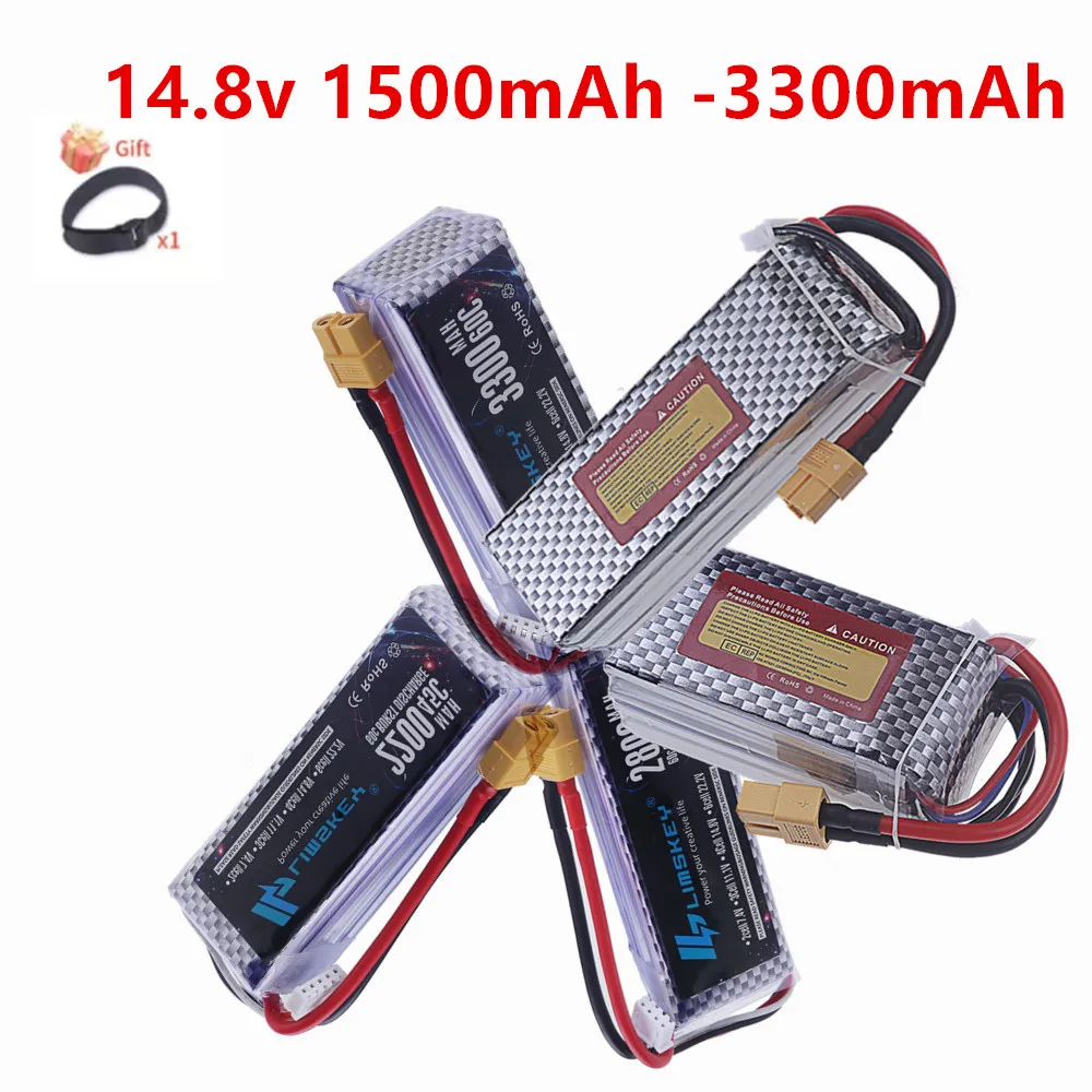 Rechargeable Battery Lipo 14.8V 4S 1500mAh 1800mAh 2200mAh 2800mAh 3000mAh 3300mAh 45C/60C XT60 Deans T for RC FPV Quadcopter
