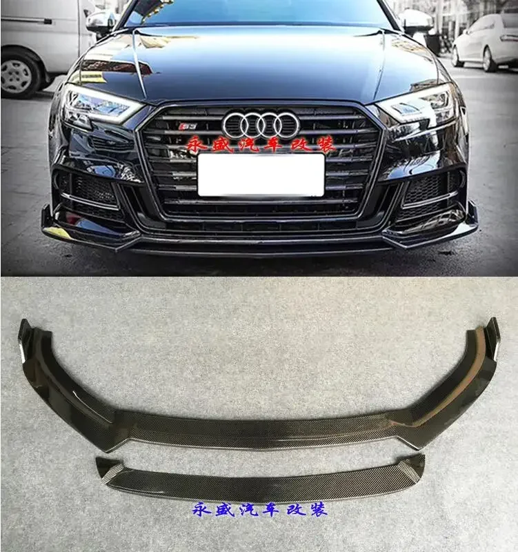 Real Carbon Fiber Front Lip Splitters Bumper Flaps Spoiler Cover For Audi A3 S3 RS3 Sline Sedan 2017 2018 2019 2020 2021