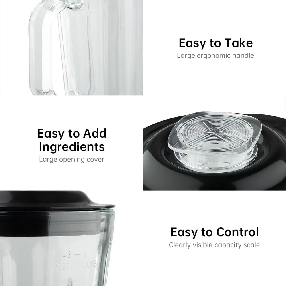 ขนาดส่วนตัวเครื่องปั่นสมูทตี้พร้อมถ้วยสําหรับห้องครัว 500W สแตนเลสเครื่องปั่นขนาดเล็ก 2 ความเร็วปรับ 48oz ขวดแก้ว DO