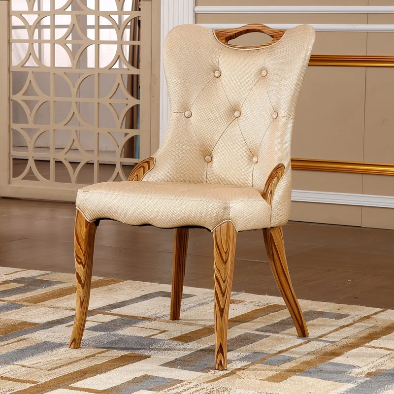 

2019 new European-style dining chair golden post-modern dining chair simple fashion dining chair zebra pattern technology wooden