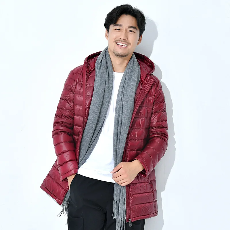 New autumn and winter models Plus Size 7XL8XL men's thin down jacket Long casual loose black white duck down men