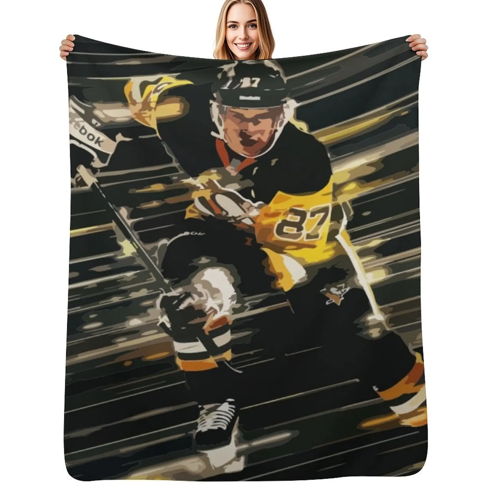 

Sidney Crosby Painting Throw Blanket Multi Purpose Soft Warm Blanket for Home Travel
