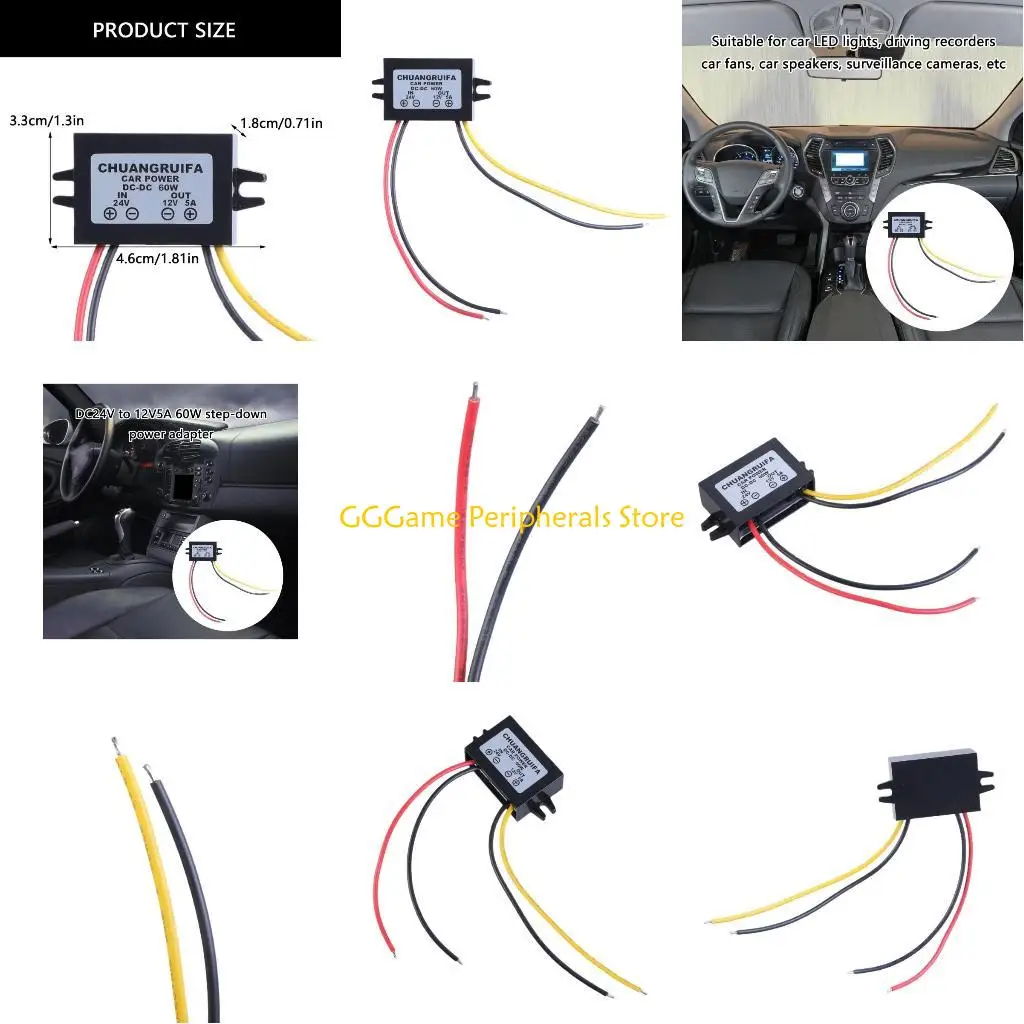 

U55B 24V Input to 12V 5A Output 60W Power Adapter with IP68 Waterproof Designing