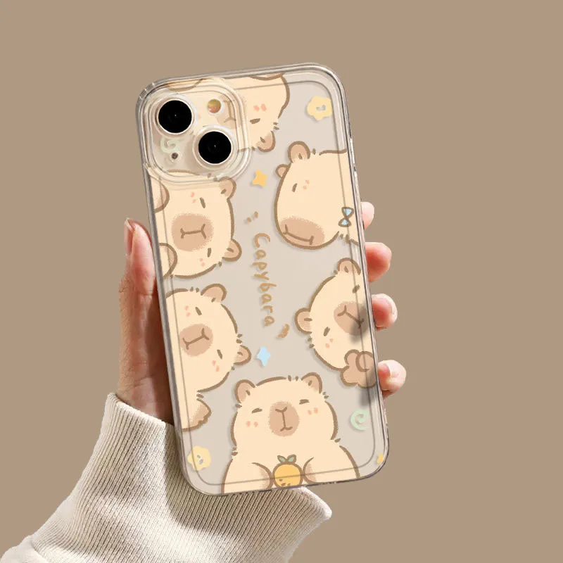 Miniso Capybara 14pro IPhone 15 Case Cute 12 Transparent Cartoon Xsmax Anti Slip Xr Silica Gel 11 Ultrathin Soft Shell Girl Gift