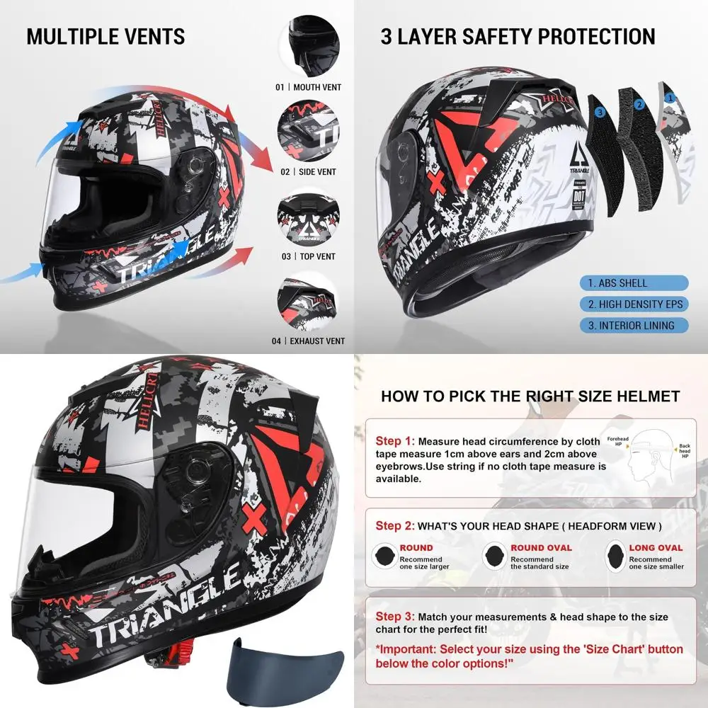 

Youth Motorcycle Helmets Full Face Lightweight Dual Visor DOT Certified