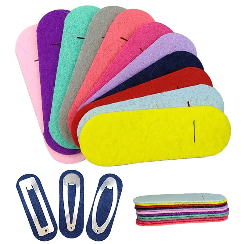 100-20 sztuk/partia kolor owalny filc wycięte aplikacje 6cm 7cm biały czarny włóknina naszywki dla majsterkowiczów szpilka spinki do włosów materiał nakrycia głowy