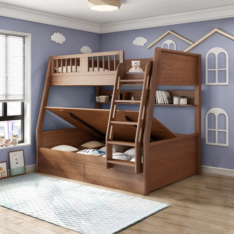 Bunk bed, adult small apartment, children\'s mother bed, solid wood, two-story adult multi-functional combination