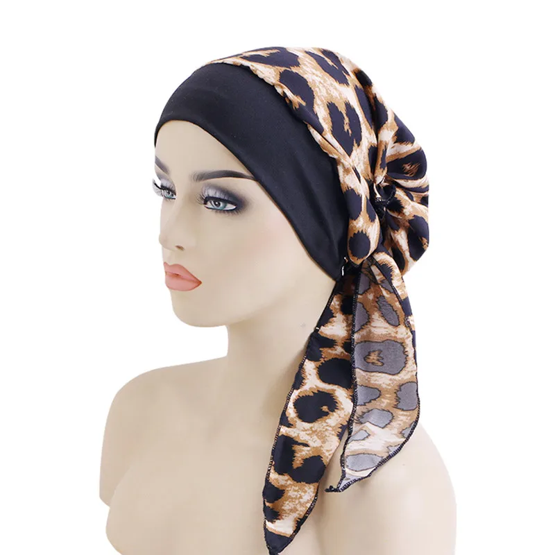 

Women Muslim Hijab Print Headwear Head Cover Spring Summer Scarf Wrap Cancer Chemo Hat Stretch Bandana