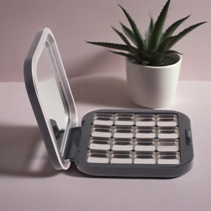 1Pcs 7,5 CM Magnetische Lidschatten-palette Mit Spiegel Matte Schwarz Lidschatten Lagerung Box Make-Up Lagerung Gericht Make-Up Anfänger werkzeug