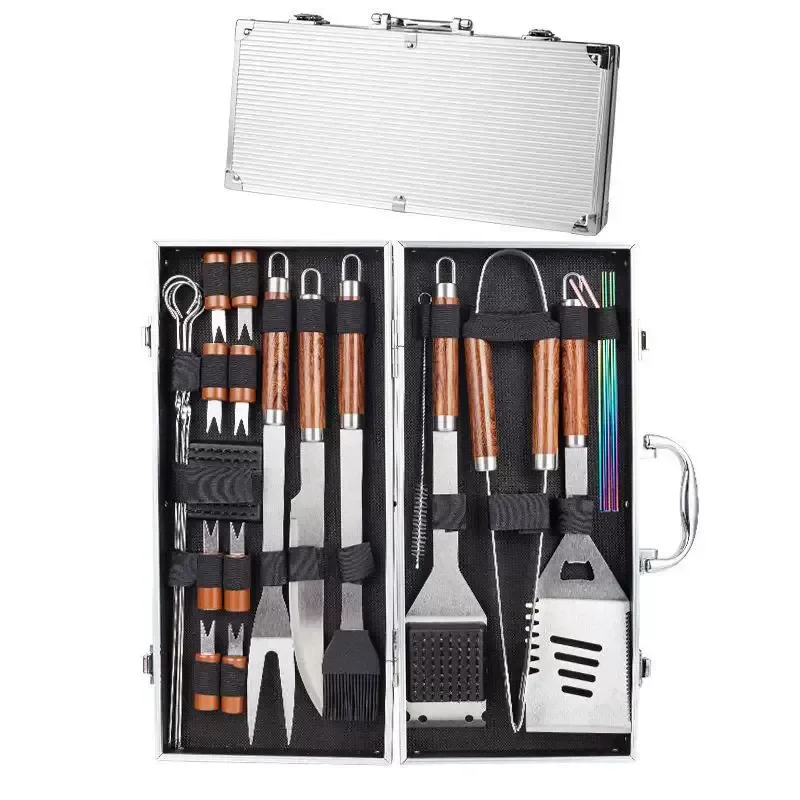 for Stainless Steel Aluminum Box BBQ Utensils Set  Outdoor Camping Barbecue Tools
