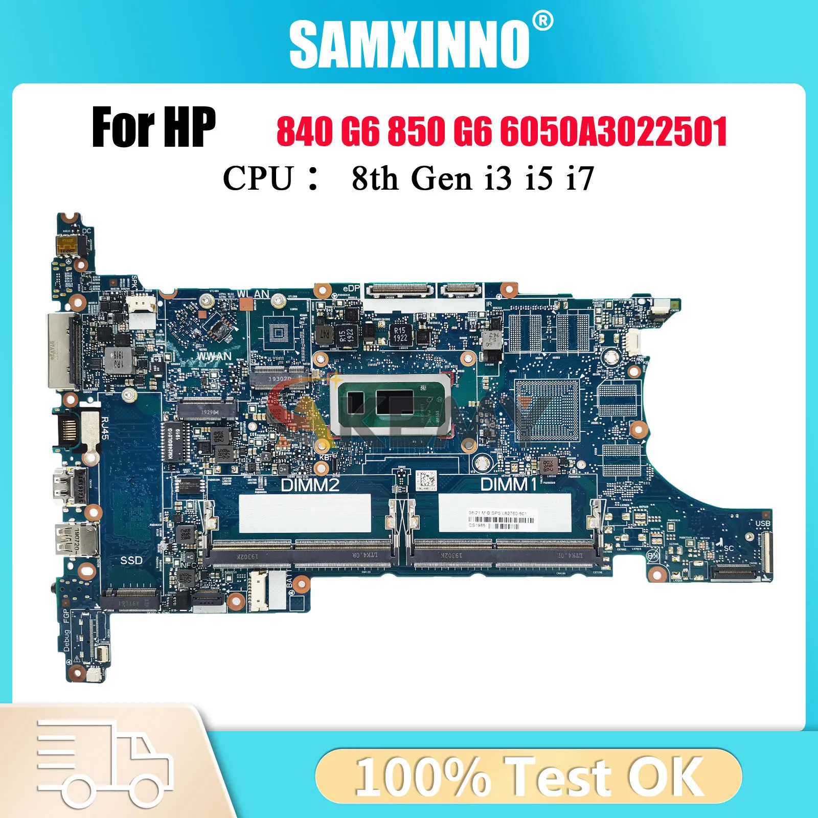 

6050A3022501 For HP EliteBook 840 G6 850 G6 Laptop Motherboard L62761-601 L62760-601 With i5 i7 CPU DDR4 100% Fully Tested
