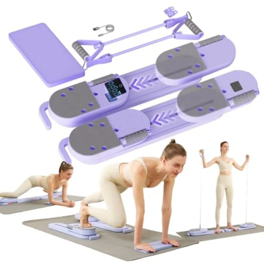 

Foldable Pilates Board with Resistance Band for Home Use Full Body Workout Set for Women Core Strengthener for Ab Push-Up Glute
